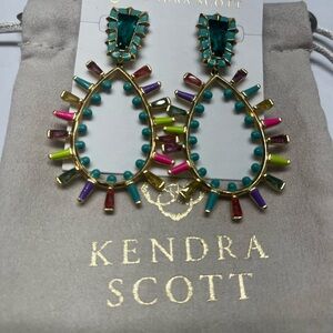 Kendra Scott Kelsey Statement Earrings Gold and Multicolor